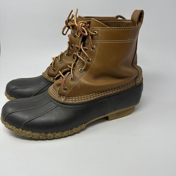 LL Bean The Original Leather 8” brown Duck Boot USA Maine Mens Size US 10 - Picture 1 of 10